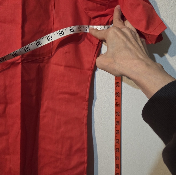 1970s Dagger Collar Red Orange men's shirt Deadstock VTG Mint NWT - Picture 13 of 16